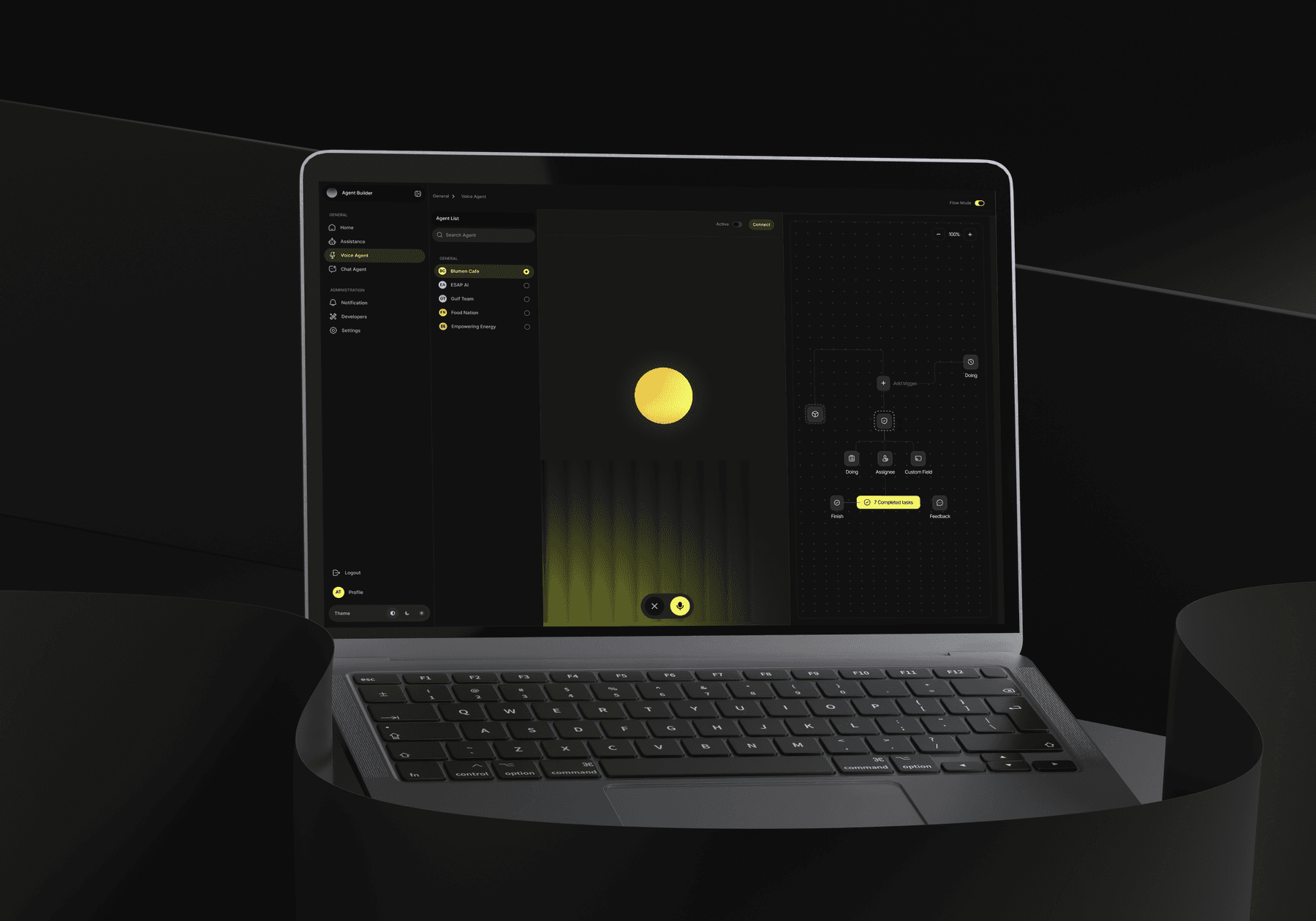 Jawib agent builder open on a laptop